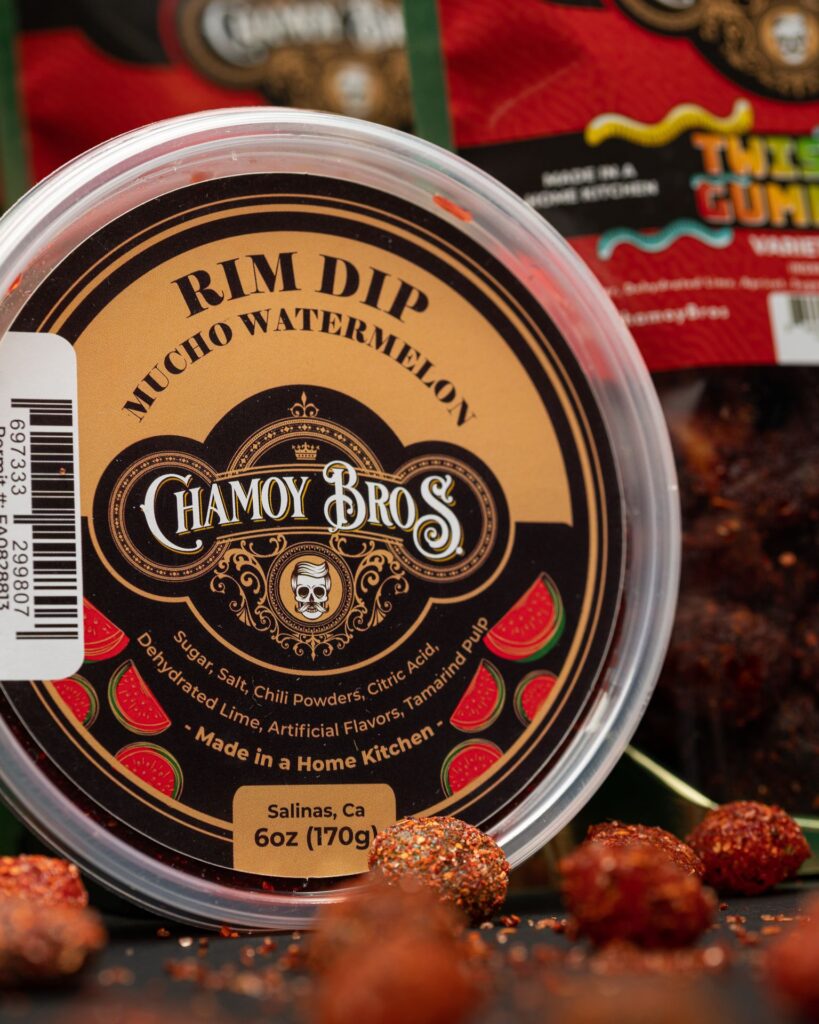 Product shot of Chamoy Bros products with vibrant colors and textures