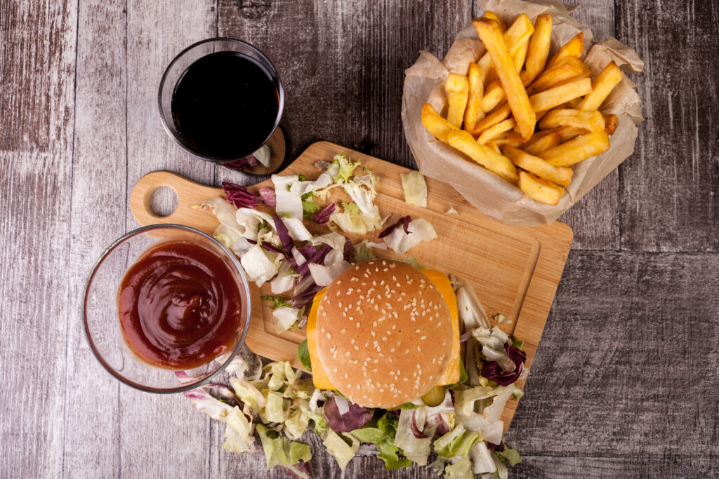 Juicy and flavorful burger with all the toppings on a sesame seed bun.